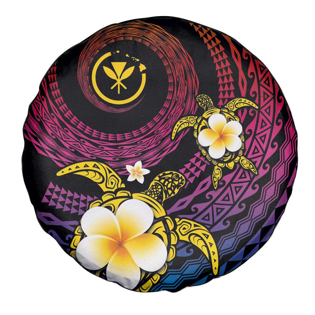 Hawaiian Plumeria Turtle Tribal Spiral Polynesian Tattoo Spare Tire Cover Fanciful Color LT03 - Polynesian Pride