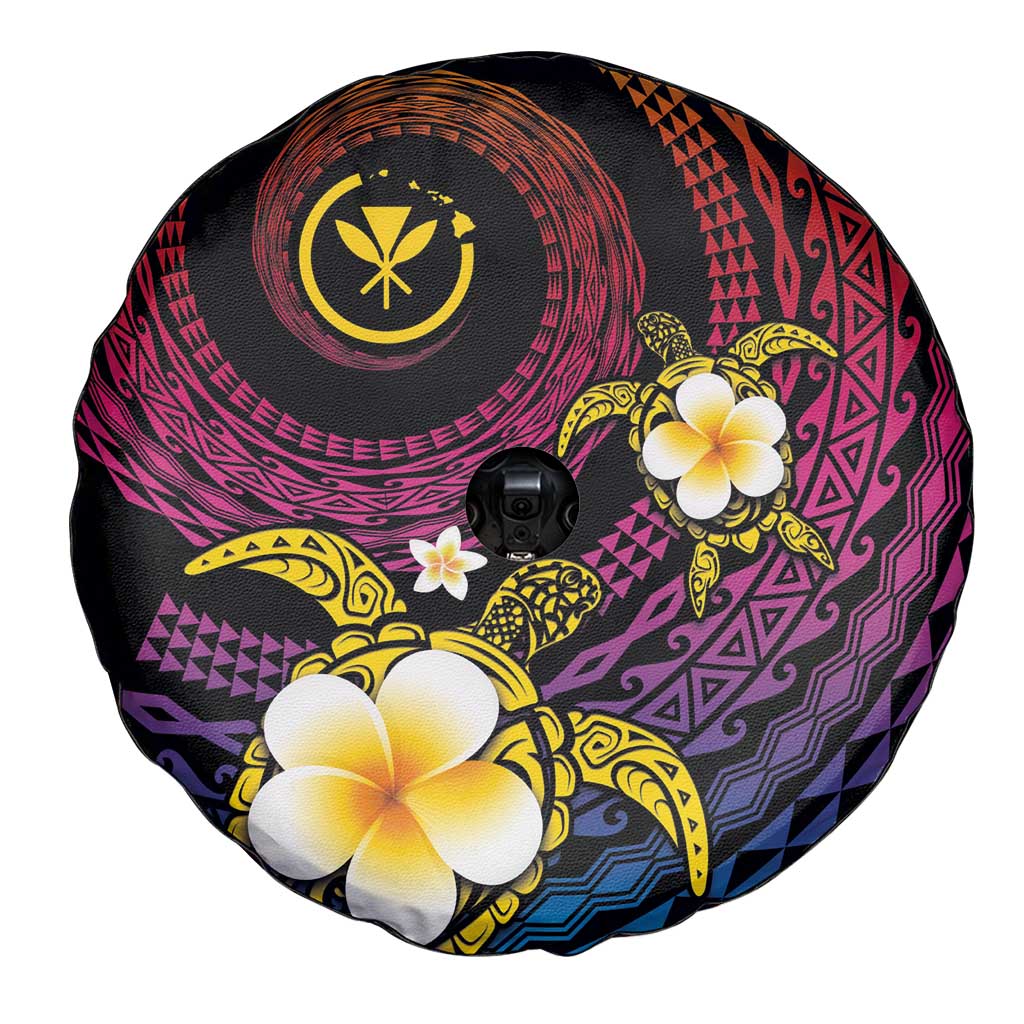 Hawaiian Plumeria Turtle Tribal Spiral Polynesian Tattoo Spare Tire Cover Fanciful Color LT03 - Polynesian Pride