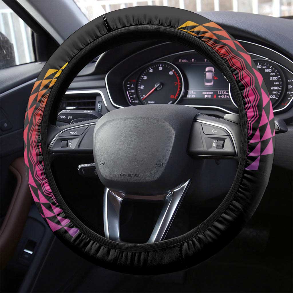 Hawaiian Plumeria Turtle Tribal Spiral Polynesian Tattoo Steering Wheel Cover Fanciful Color LT03 - Polynesian Pride