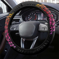 Hawaiian Plumeria Turtle Tribal Spiral Polynesian Tattoo Steering Wheel Cover Fanciful Color LT03 - Polynesian Pride