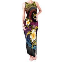 Hawaiian Plumeria Turtle Tribal Spiral Polynesian Tattoo Tank Maxi Dress Fanciful Color LT03 Women Gradient - Polynesian Pride