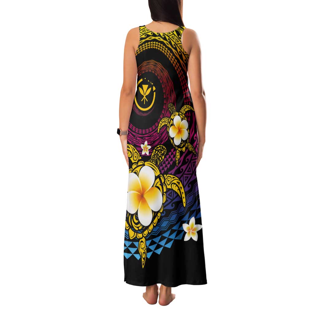 Hawaiian Plumeria Turtle Tribal Spiral Polynesian Tattoo Tank Maxi Dress Fanciful Color LT03 - Polynesian Pride