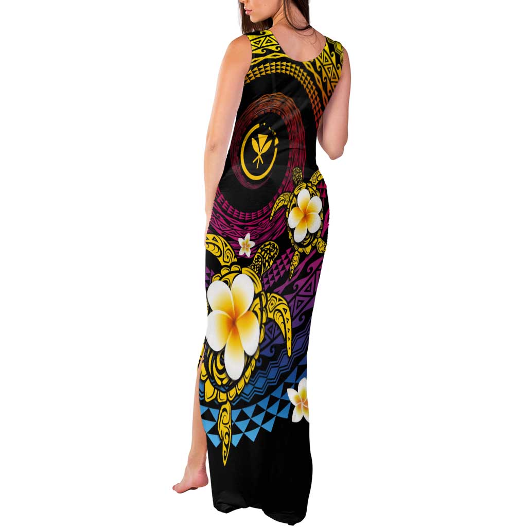 Hawaiian Plumeria Turtle Tribal Spiral Polynesian Tattoo Tank Maxi Dress Fanciful Color LT03 - Polynesian Pride