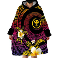 Hawaiian Plumeria Turtle Tribal Spiral Polynesian Tattoo Wearable Blanket Hoodie Fanciful Color LT03 - Polynesian Pride