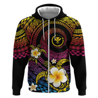 Hawaiian Plumeria Turtle Tribal Spiral Polynesian Tattoo Zip Hoodie Fanciful Color LT03 Zip Hoodie Gradient - Polynesian Pride
