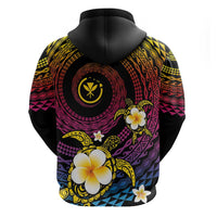 Hawaiian Plumeria Turtle Tribal Spiral Polynesian Tattoo Zip Hoodie Fanciful Color LT03 - Polynesian Pride