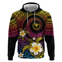 Hawaiian Plumeria Turtle Tribal Spiral Polynesian Tattoo Zip Hoodie Fanciful Color LT03 Pullover Hoodie Gradient - Polynesian Pride