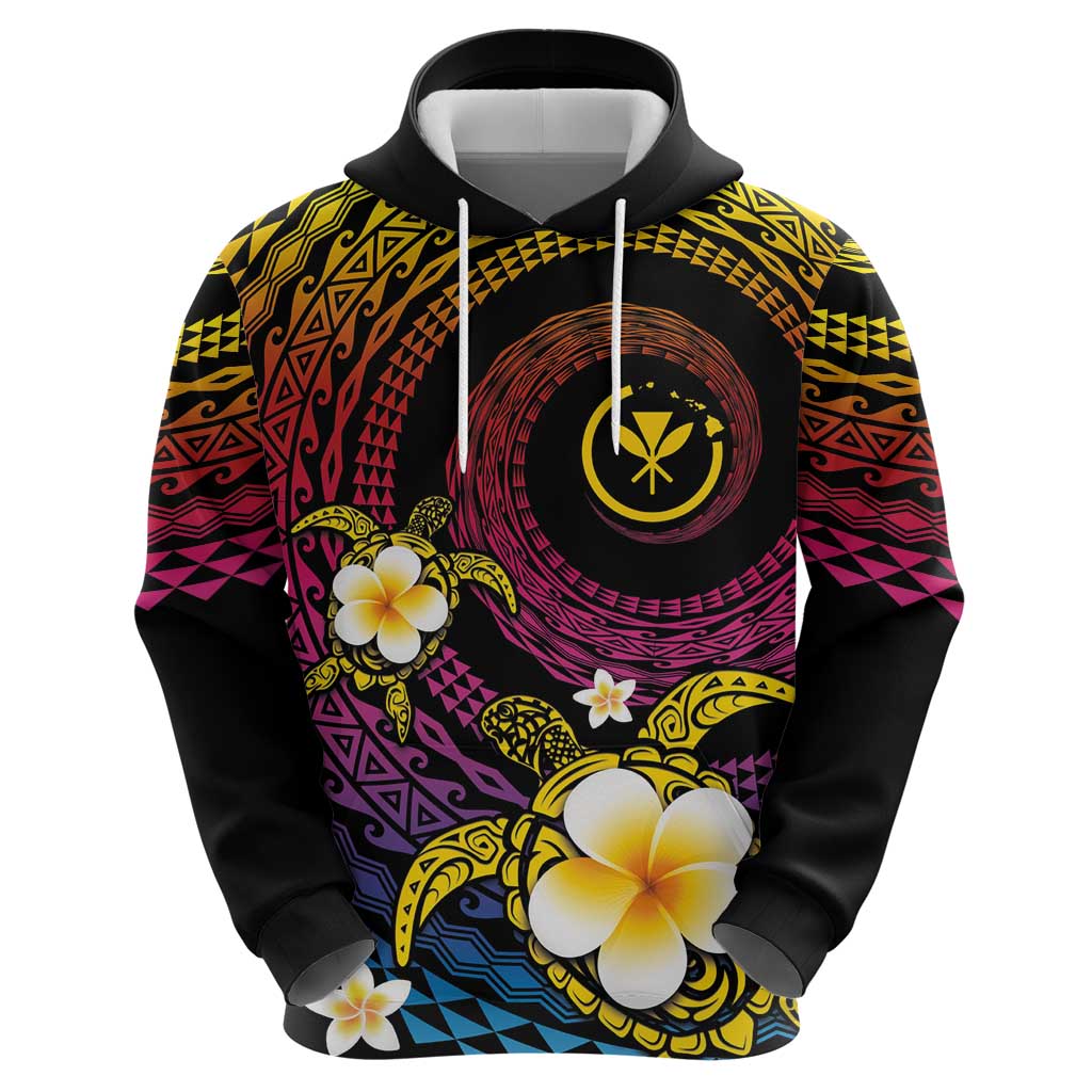 Hawaiian Plumeria Turtle Tribal Spiral Polynesian Tattoo Zip Hoodie Fanciful Color LT03 - Polynesian Pride
