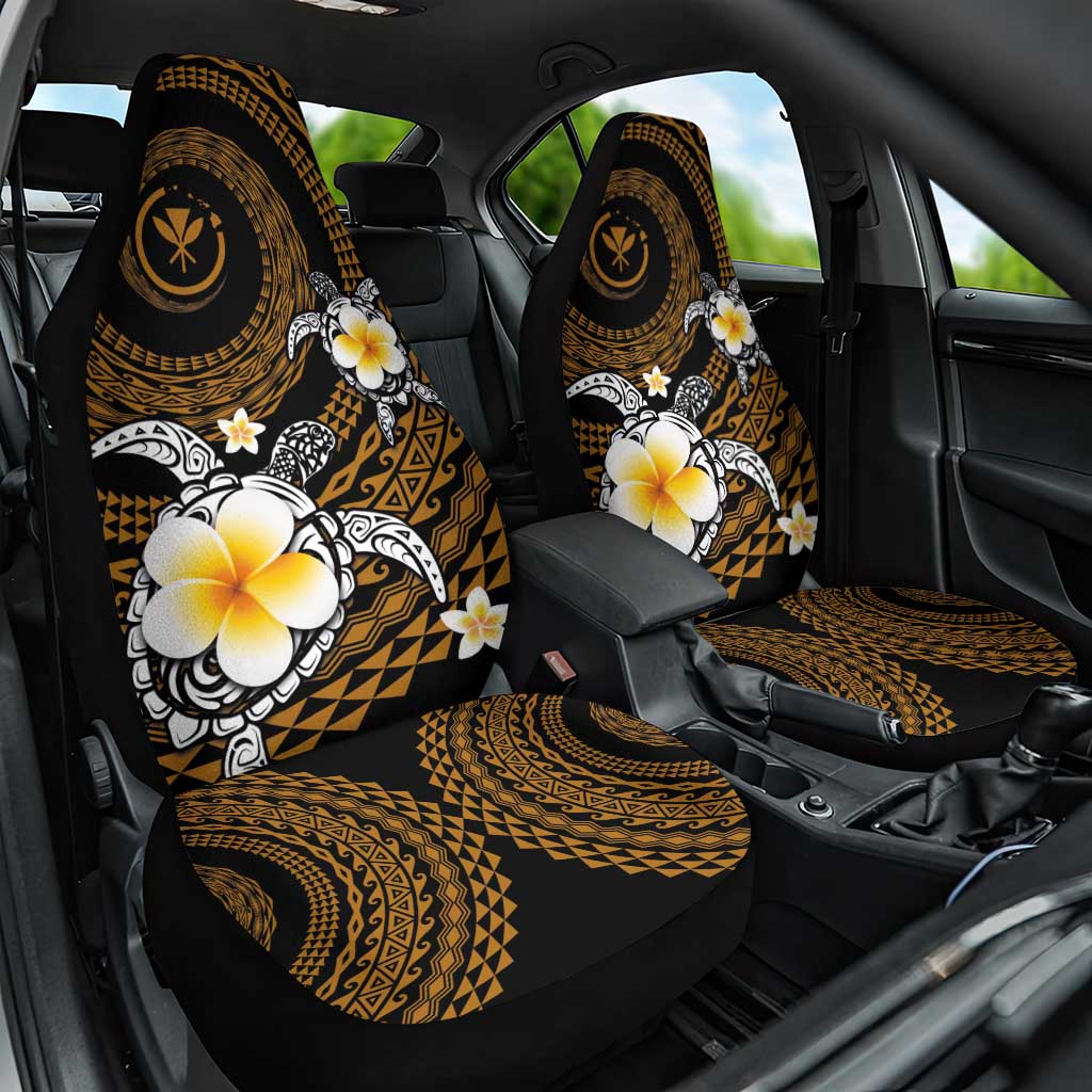 Hawaiian Plumeria Turtle Tribal Spiral Polynesian Tattoo Car Seat Cover Gold Color LT03 One Size Gold - Polynesian Pride