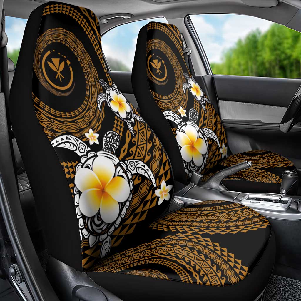 Hawaiian Plumeria Turtle Tribal Spiral Polynesian Tattoo Car Seat Cover Gold Color LT03 - Polynesian Pride