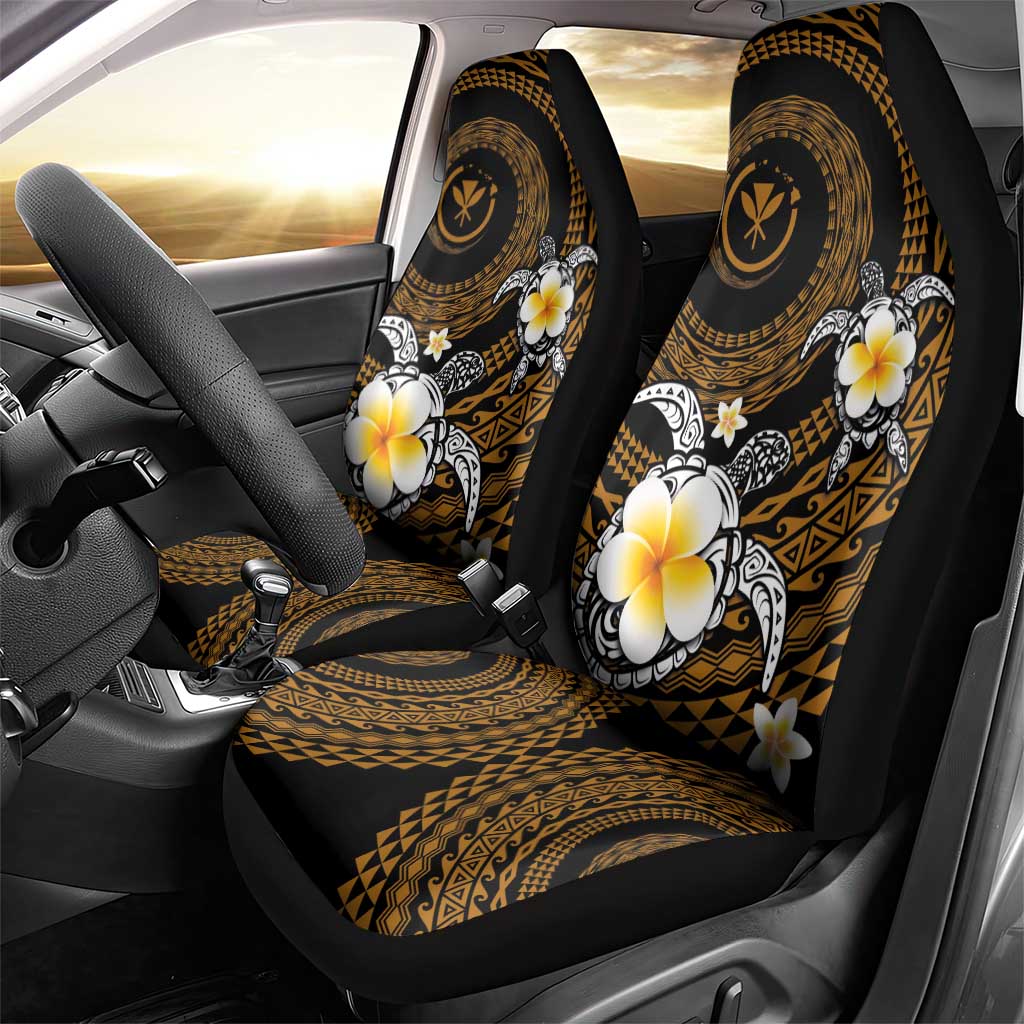 Hawaiian Plumeria Turtle Tribal Spiral Polynesian Tattoo Car Seat Cover Gold Color LT03 - Polynesian Pride