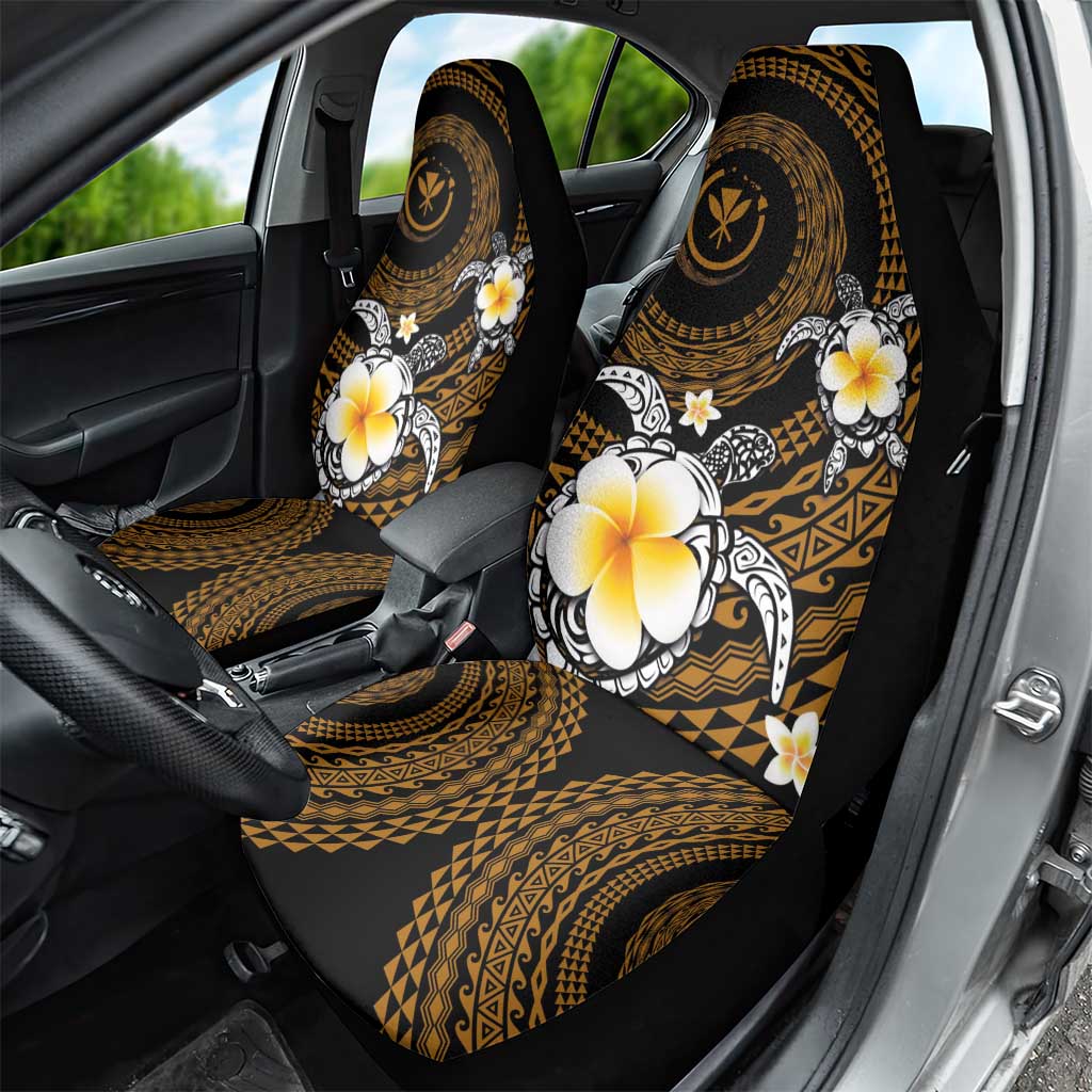 Hawaiian Plumeria Turtle Tribal Spiral Polynesian Tattoo Car Seat Cover Gold Color LT03 - Polynesian Pride