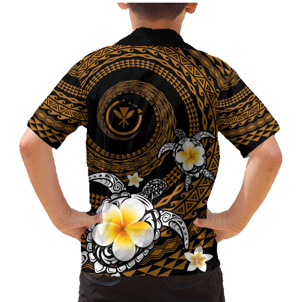 Hawaiian Plumeria Turtle Tribal Spiral Polynesian Tattoo Family Matching Mermaid Dress and Hawaiian Shirt Gold Color LT03 - Polynesian Pride