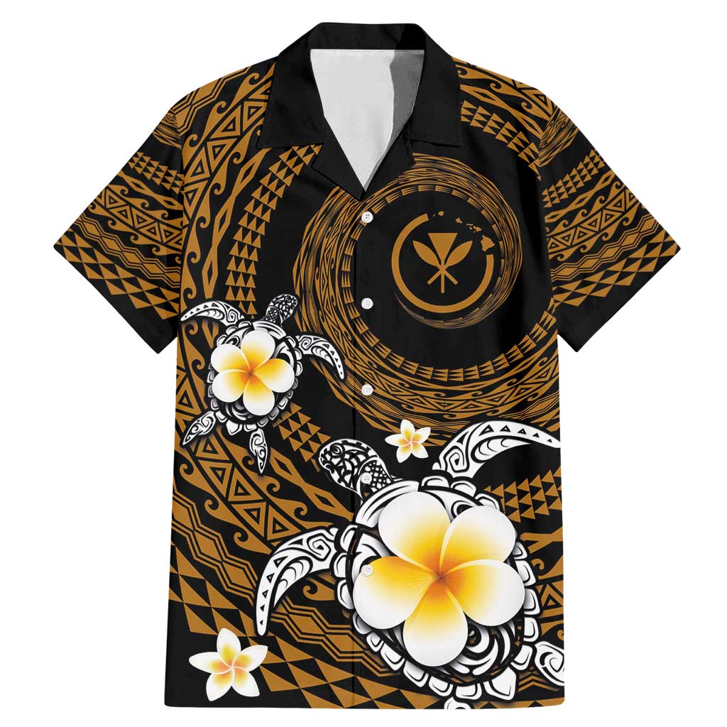 Hawaiian Plumeria Turtle Tribal Spiral Polynesian Tattoo Family Matching Mermaid Dress and Hawaiian Shirt Gold Color LT03 Dad's Shirt - Short Sleeve Gold - Polynesian Pride