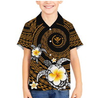 Hawaiian Plumeria Turtle Tribal Spiral Polynesian Tattoo Family Matching Mermaid Dress and Hawaiian Shirt Gold Color LT03 Son's Shirt Gold - Polynesian Pride