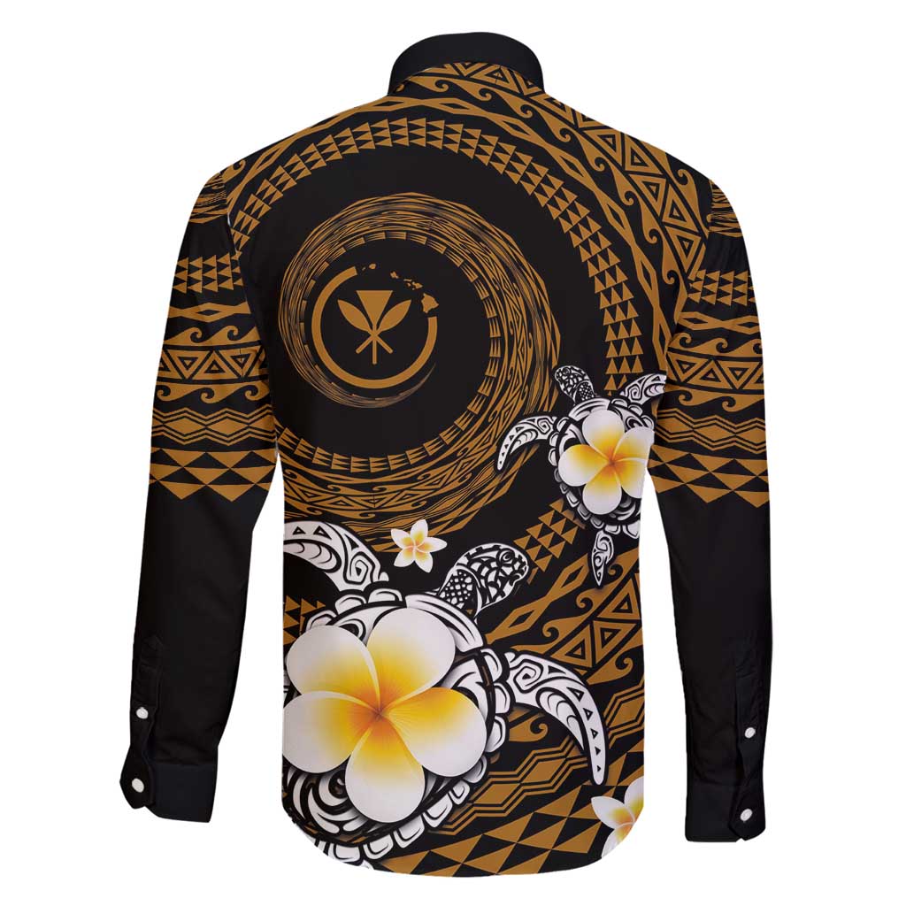 Hawaiian Plumeria Turtle Tribal Spiral Polynesian Tattoo Family Matching Summer Maxi Dress and Hawaiian Shirt Gold Color LT03 - Polynesian Pride