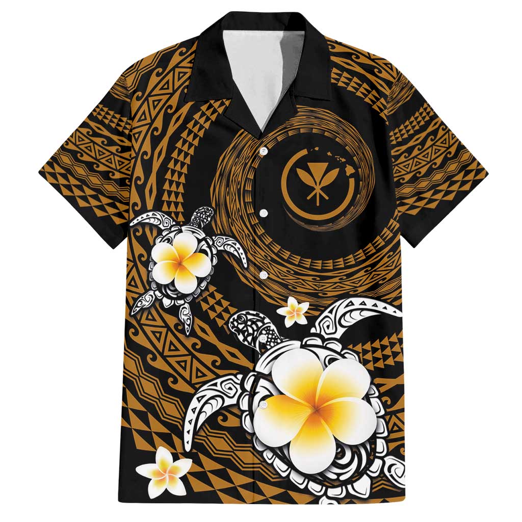 Hawaiian Plumeria Turtle Tribal Spiral Polynesian Tattoo Family Matching Tank Maxi Dress and Hawaiian Shirt Gold Color LT03 Dad's Shirt - Short Sleeve Gold - Polynesian Pride