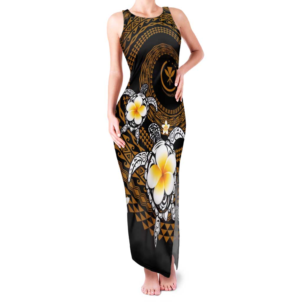 Hawaiian Plumeria Turtle Tribal Spiral Polynesian Tattoo Family Matching Tank Maxi Dress and Hawaiian Shirt Gold Color LT03 Mom's Dress Gold - Polynesian Pride