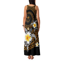 Hawaiian Plumeria Turtle Tribal Spiral Polynesian Tattoo Family Matching Tank Maxi Dress and Hawaiian Shirt Gold Color LT03 - Polynesian Pride