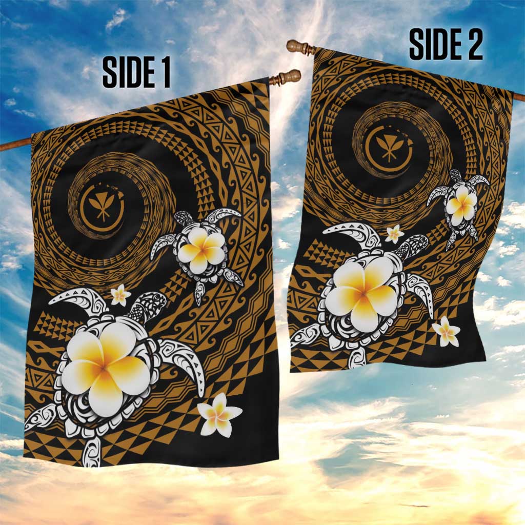 Hawaiian Plumeria Turtle Tribal Spiral Polynesian Tattoo Garden Flag Gold Color LT03 - Polynesian Pride