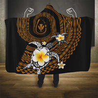 Hawaiian Plumeria Turtle Tribal Spiral Polynesian Tattoo Hooded Blanket Gold Color LT03 - Polynesian Pride