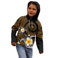Hawaiian Plumeria Turtle Tribal Spiral Polynesian Tattoo Kid Hoodie Gold Color LT03 - Polynesian Pride
