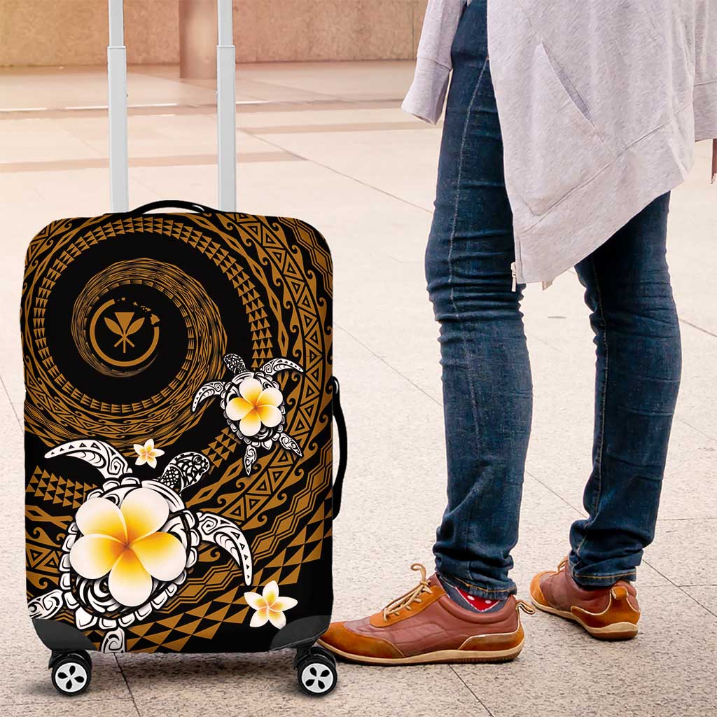 Hawaiian Plumeria Turtle Tribal Spiral Polynesian Tattoo Luggage Cover Gold Color LT03 Gold - Polynesian Pride