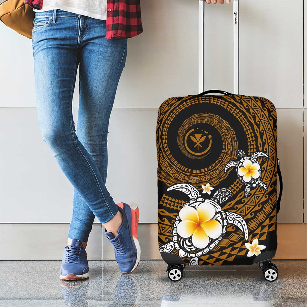 Hawaiian Plumeria Turtle Tribal Spiral Polynesian Tattoo Luggage Cover Gold Color LT03 - Polynesian Pride