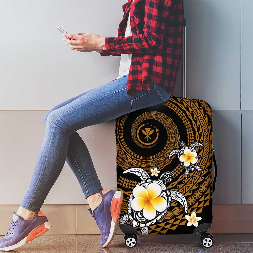 Hawaiian Plumeria Turtle Tribal Spiral Polynesian Tattoo Luggage Cover Gold Color LT03 - Polynesian Pride