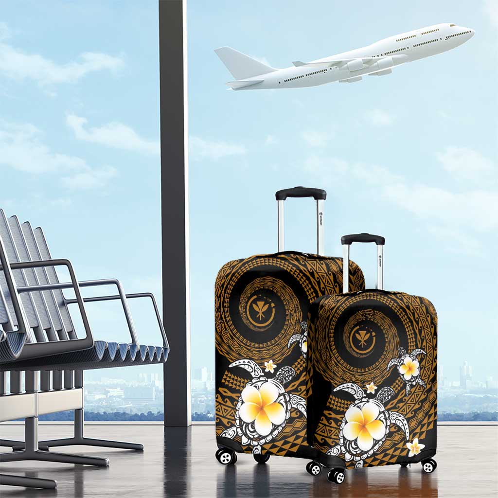 Hawaiian Plumeria Turtle Tribal Spiral Polynesian Tattoo Luggage Cover Gold Color LT03 - Polynesian Pride