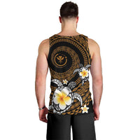 Hawaiian Plumeria Turtle Tribal Spiral Polynesian Tattoo Men Tank Top Gold Color LT03 - Polynesian Pride