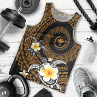 Hawaiian Plumeria Turtle Tribal Spiral Polynesian Tattoo Men Tank Top Gold Color LT03 - Polynesian Pride