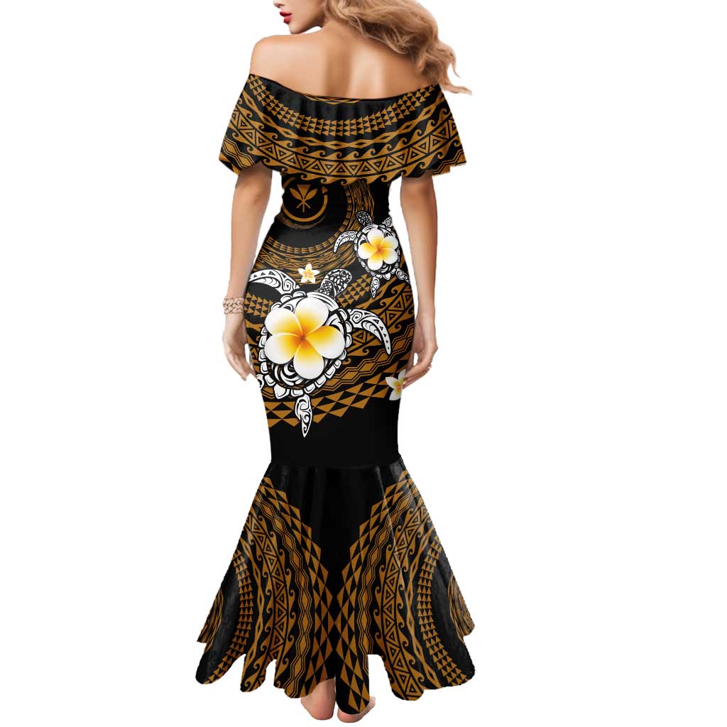 Hawaiian Plumeria Turtle Tribal Spiral Polynesian Tattoo Mermaid Dress Gold Color LT03 - Polynesian Pride