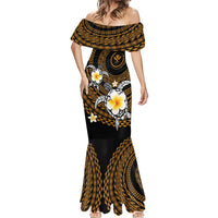 Hawaiian Plumeria Turtle Tribal Spiral Polynesian Tattoo Mermaid Dress Gold Color LT03 - Polynesian Pride