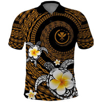 Hawaiian Plumeria Turtle Tribal Spiral Polynesian Tattoo Polo Shirt Gold Color LT03 Gold - Polynesian Pride