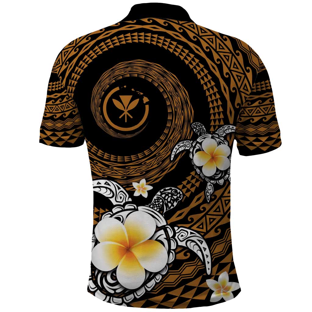 Hawaiian Plumeria Turtle Tribal Spiral Polynesian Tattoo Polo Shirt Gold Color LT03 - Polynesian Pride
