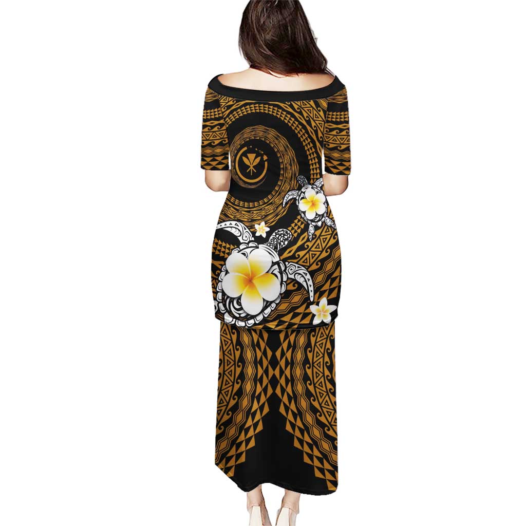 Hawaiian Plumeria Turtle Tribal Spiral Polynesian Tattoo Puletasi Gold Color LT03 - Polynesian Pride