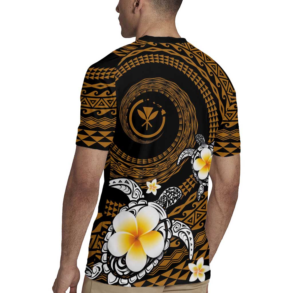 Hawaiian Plumeria Turtle Tribal Spiral Polynesian Tattoo Rugby Jersey Gold Color LT03 - Polynesian Pride