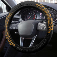 Hawaiian Plumeria Turtle Tribal Spiral Polynesian Tattoo Steering Wheel Cover Gold Color LT03 - Polynesian Pride