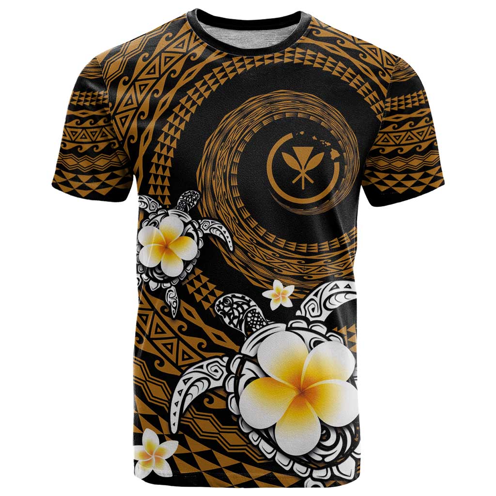 Hawaiian Plumeria Turtle Tribal Spiral Polynesian Tattoo T Shirt Gold Color LT03 Gold - Polynesian Pride