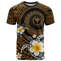 Hawaiian Plumeria Turtle Tribal Spiral Polynesian Tattoo T Shirt Gold Color LT03 Gold - Polynesian Pride