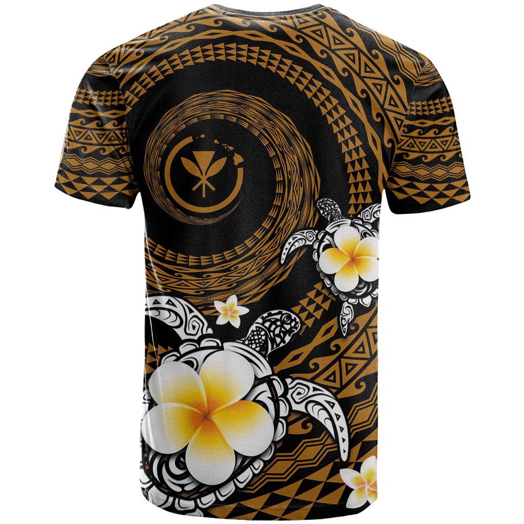 Hawaiian Plumeria Turtle Tribal Spiral Polynesian Tattoo T Shirt Gold Color LT03 - Polynesian Pride