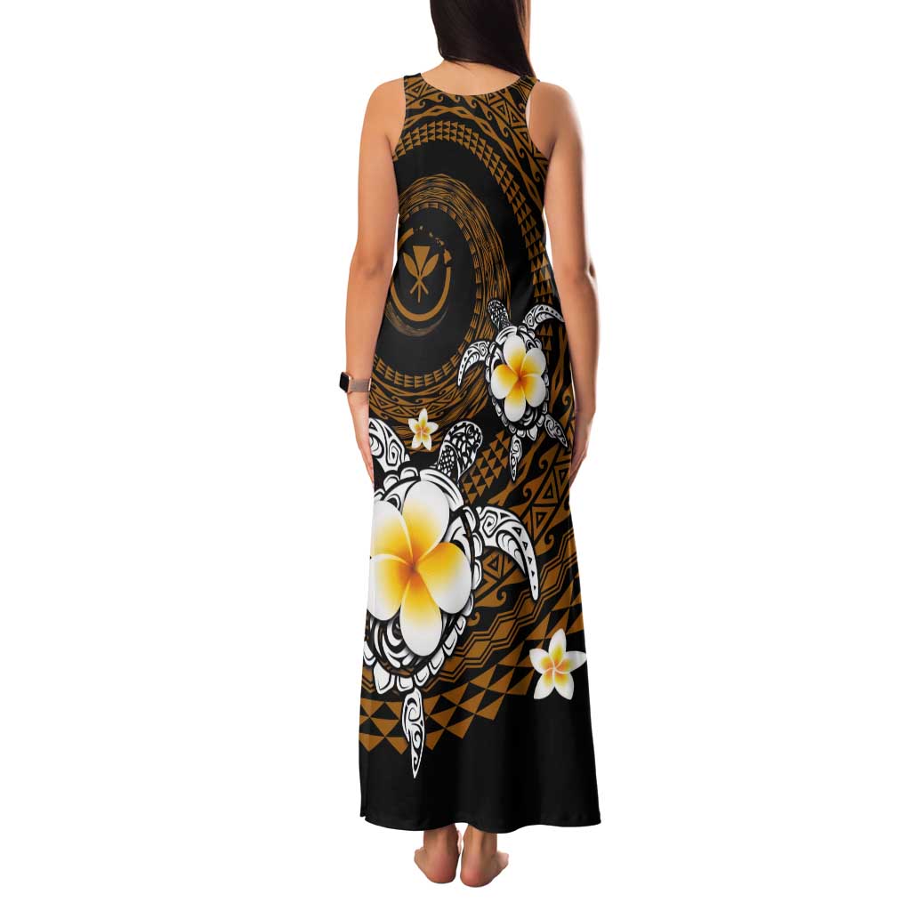Hawaiian Plumeria Turtle Tribal Spiral Polynesian Tattoo Tank Maxi Dress Gold Color LT03 - Polynesian Pride