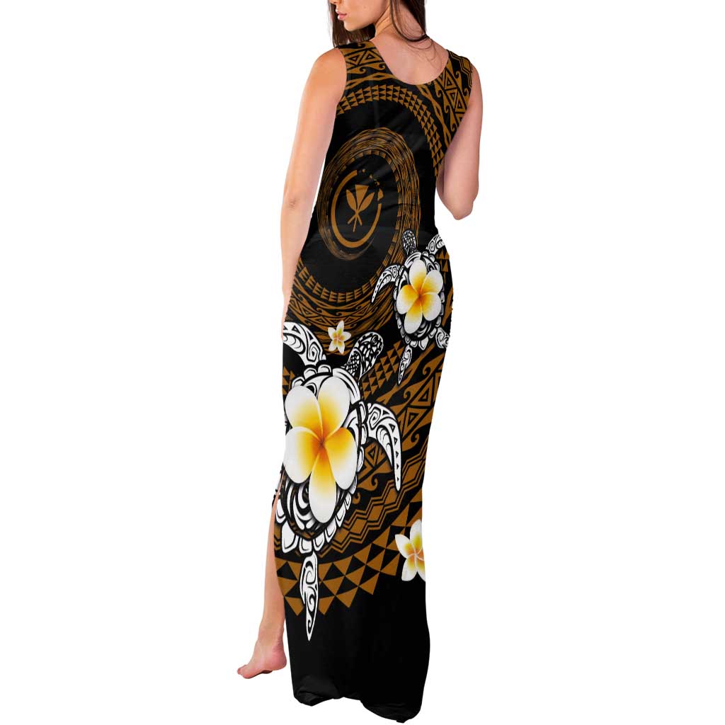 Hawaiian Plumeria Turtle Tribal Spiral Polynesian Tattoo Tank Maxi Dress Gold Color LT03 - Polynesian Pride