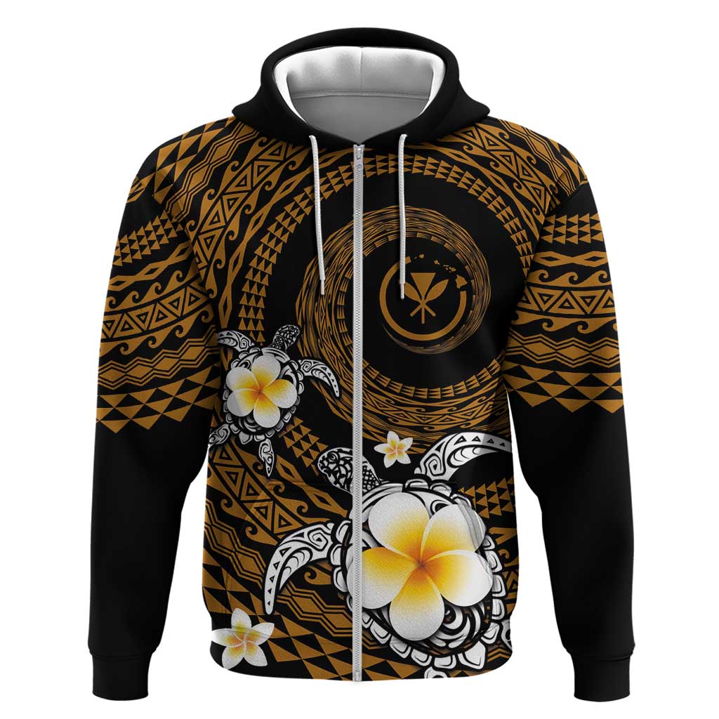 Hawaiian Plumeria Turtle Tribal Spiral Polynesian Tattoo Zip Hoodie Gold Color LT03 Zip Hoodie Gold - Polynesian Pride