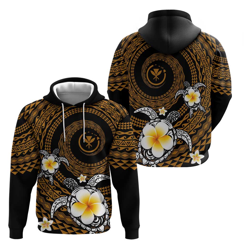 Hawaiian Plumeria Turtle Tribal Spiral Polynesian Tattoo Zip Hoodie Gold Color LT03 - Polynesian Pride