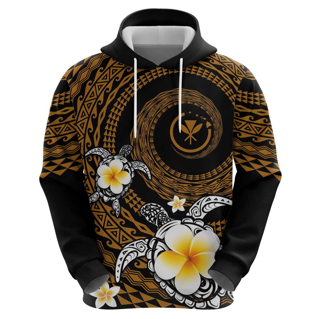 Hawaiian Plumeria Turtle Tribal Spiral Polynesian Tattoo Zip Hoodie Gold Color LT03 - Polynesian Pride