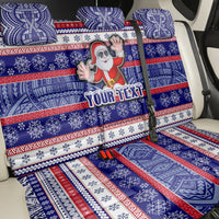 Custom American Samoa Christmas Back Car Seat Cover Samoan Coat of Arms and Cool Santa Ornament Style LT03 - Polynesian Pride