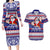 Custom American Samoa Christmas Couples Matching Long Sleeve Bodycon Dress and Hawaiian Shirt Samoan Coat of Arms and Cool Santa Ornament Style LT03 Blue - Polynesian Pride