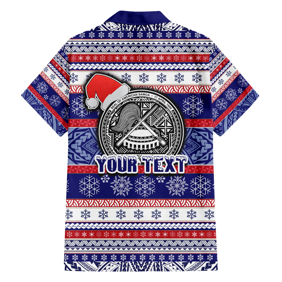 Custom American Samoa Christmas Family Matching Puletasi Dress and Hawaiian Shirt Samoan Coat of Arms and Cool Santa Ornament Style LT03 - Polynesian Pride